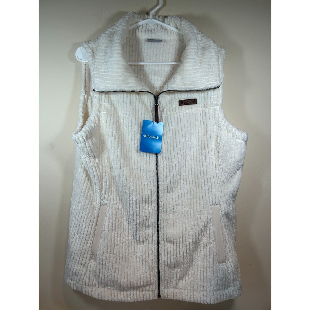 Columbia Fire Side Soft Zippered Vest Women's XL Cream  NWT